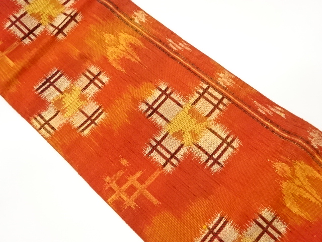 手織り紬絣柄織出し名古屋帯